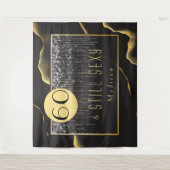 60th誕生日インクールキファブブラックタペストリー タペストリー (正面)