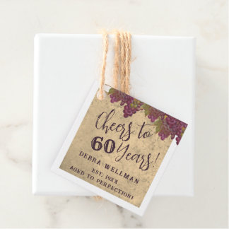 60th誕生日エレガントワインのテーマありがとうありがとう フェイバータグ