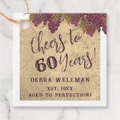 60th誕生日エレガントワインのテーマありがとうありがとう フェイバータグ (正面)