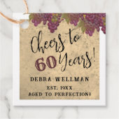 60th誕生日エレガントワインのテーマありがとうありがとう フェイバータグ (正面)