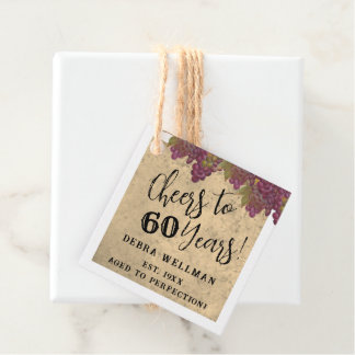 60th誕生日エレガントワインのテーマありがとうありがとう フェイバータグ