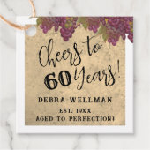 60th誕生日エレガントワインのテーマありがとうありがとう フェイバータグ (正面)