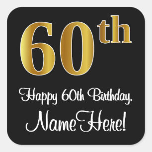 60th誕生日エレガント – 高級フェイク金ゴールドルック# スクエアシール