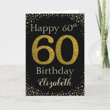 60th誕生日ゴールデングリッターカード