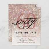 60th誕生日シックグリッターグラデーション日付を保存 ポストカード (正面/裏面)