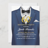 60th誕生日スパイースーツ海軍タイ金招待 招待状 (正面)