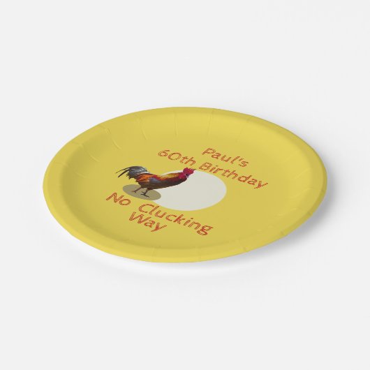 60th誕生日チキンパーソナライズされたおもしろいクスタム ペーパープレート (アングル)