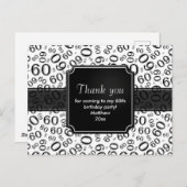 60th誕生日ナンバーパターンブラック/ホワイト ポストカード (正面/裏面)