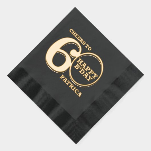 60th誕生日ハッピーブデイ名前をカスタムする 箔ナプキン (右)