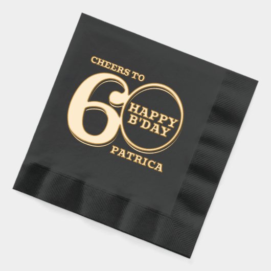 60th誕生日ハッピーブデイ名前をカスタムする 箔ナプキン (左)