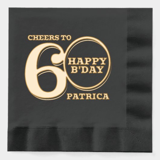 60th誕生日ハッピーブデイ名前をカスタムする 箔ナプキン (正面)