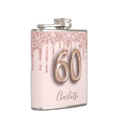 60th誕生日バラ金ゴールドグリッター赤面名 フラスク (右)