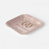 60th誕生日バラ金ゴールド赤面グリッター名 ペーパープレート (傾斜あり)