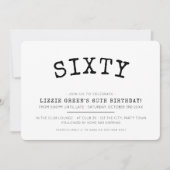 60th誕生日パーティシンプルーモダンブミニマルラック 招待状 (正面)