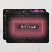 60th誕生日パーティネオンの壁にサイン 招待状 (正面/裏面)