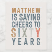 60th誕生日パーティーのアクセサリーの装飾の好意 ワインラベル (シングルラベル)