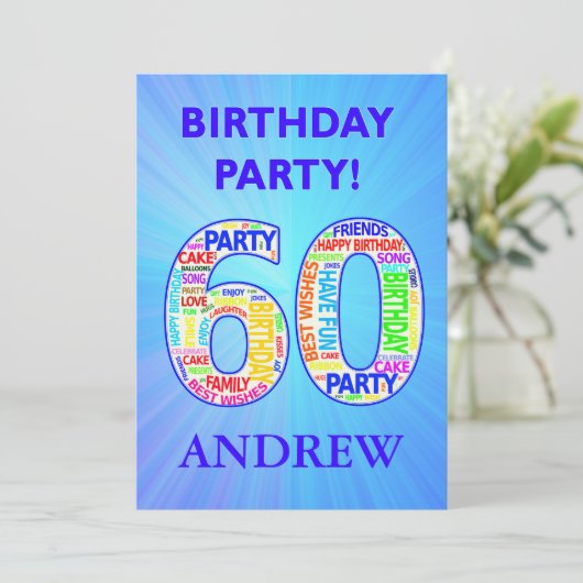60th誕生日パーティーの招待状の名前の追加 招待状 (スタンド正面)