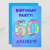 60th誕生日パーティーの招待状の名前の追加 招待状 (正面/裏面)