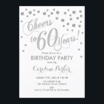 60th誕生日パーティーの招待状 – Silver White 招待状<br><div class="desc">60thバースデーパーティー招エレガント待デザインとフェイクグリッターシルバーと白。応援60年！</div>