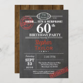 60th誕生日パーティーへの招待男性へ 招待状 (正面/裏面)