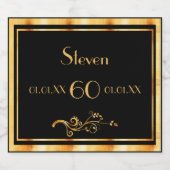 60th誕生日パーティーエレガントク・アンド・金ゴールド スパークリングワインラベル (シングルラベル)