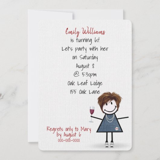 60th誕生日パーティーガールinスニーカーwithワイン 招待状 (正面)