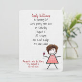 60th誕生日パーティーガールwithワイン 招待状 (スタンド正面)