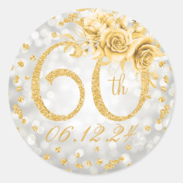 60th誕生日パーティーグラムライツシルバー金ゴールド ラウンドシール