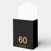 60th誕生日パーティーグリッターブラック金ゴールドスパークル フェイバーボックス (オープン)