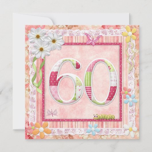 60th誕生日パーティースクラップブック作りスタイル 招待状 (正面)