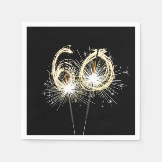 60th誕生日パーティースパーカーズオンブラック スタンダードカクテルナプキン (正面)