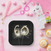 60th誕生日パーティースパーカーズオンブラック ペーパープレート (パーティー)