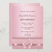 60th誕生日パーティーバラ金ゴールド輝き 招待状 (正面/裏面)