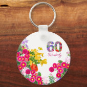 60th誕生日パーティーフローラブーケキーチェーン キーホルダー (正面)