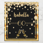 60th誕生日パーティーブラック金ゴールド名ダイヤモンド ワインラベル (シングルラベル)