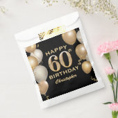 60th誕生日パーティーブラック&金ゴールドバルーン フェイバーバッグ (封をした状態)