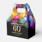 60th誕生日パーティーブラック&金ゴールドバルーン フェイバーボックス (裏面サイド)