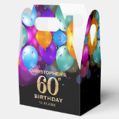 60th誕生日パーティーブラック&金ゴールドバルーン フェイバーボックス (オープン)