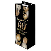 60th誕生日パーティーブラック&金ゴールドバルーン ワインギフトバッグ (裏面アングル)