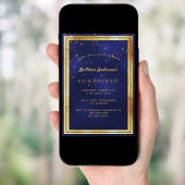 60th誕生日パーティーブルー金ゴールド紙吹雪散布機 招待状