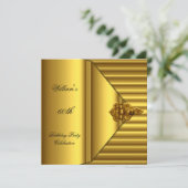 60th誕生日パーティーメンエレガントズイエロー金ゴールドマン 招待状 (スタンド正面)