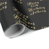 60th誕生日パーティー名ブラックパターモダンン ラッピングペーパー (ロールコーナー)