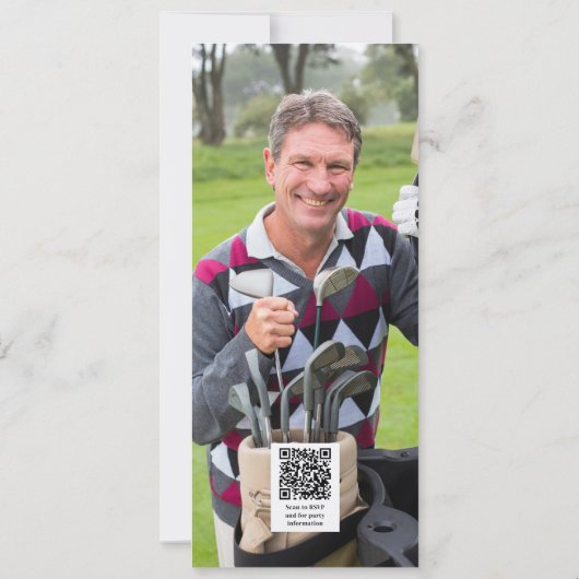 60th誕生日パーティー大人ゴルフ60写真QRコード 招待状 (裏面)