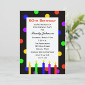 60th誕生日パーティー招待蝋燭とドット 招待状 (スタンド正面)