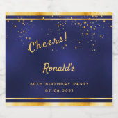 60th誕生日パーティー海軍ブルー金ゴールド応援名 ビールラベル (シングルラベル)