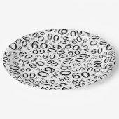 60th誕生日パーティー番号パターンブラック/ホワイト ペーパープレート (アングル)