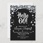 60th誕生日パーティー白黒ダイヤモンドハロー60 招待状 (正面)