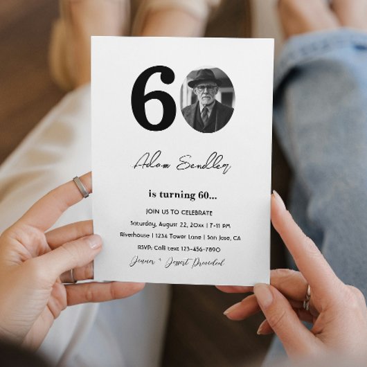 60th誕生日パーティー白黒 招待状