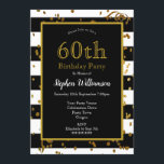60th誕生日パーティー白黒 |金ゴールドグリッター 招待状<br><div class="desc">60th Birthday Party |白黒金ゴールドグリッターデザイン。これは、テンプレート詳細を追加する準備ができているパーティー。</div>