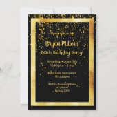 60th誕生日パーティー金ゴールドフレームブラック 招待状 (裏面)